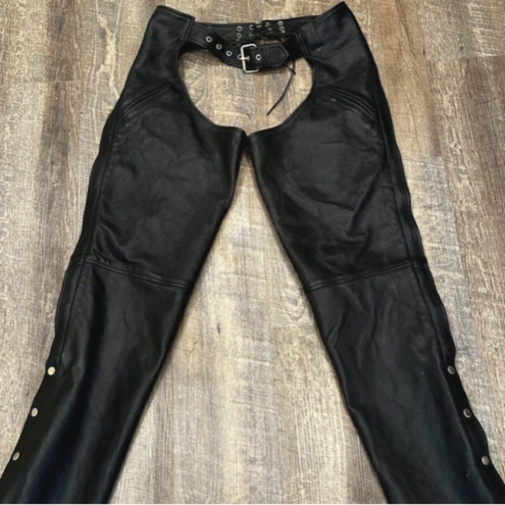 Black Leather Chaps with Belt